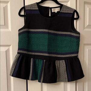 Corey Lynn Calter Black and Green Peplum Blouse